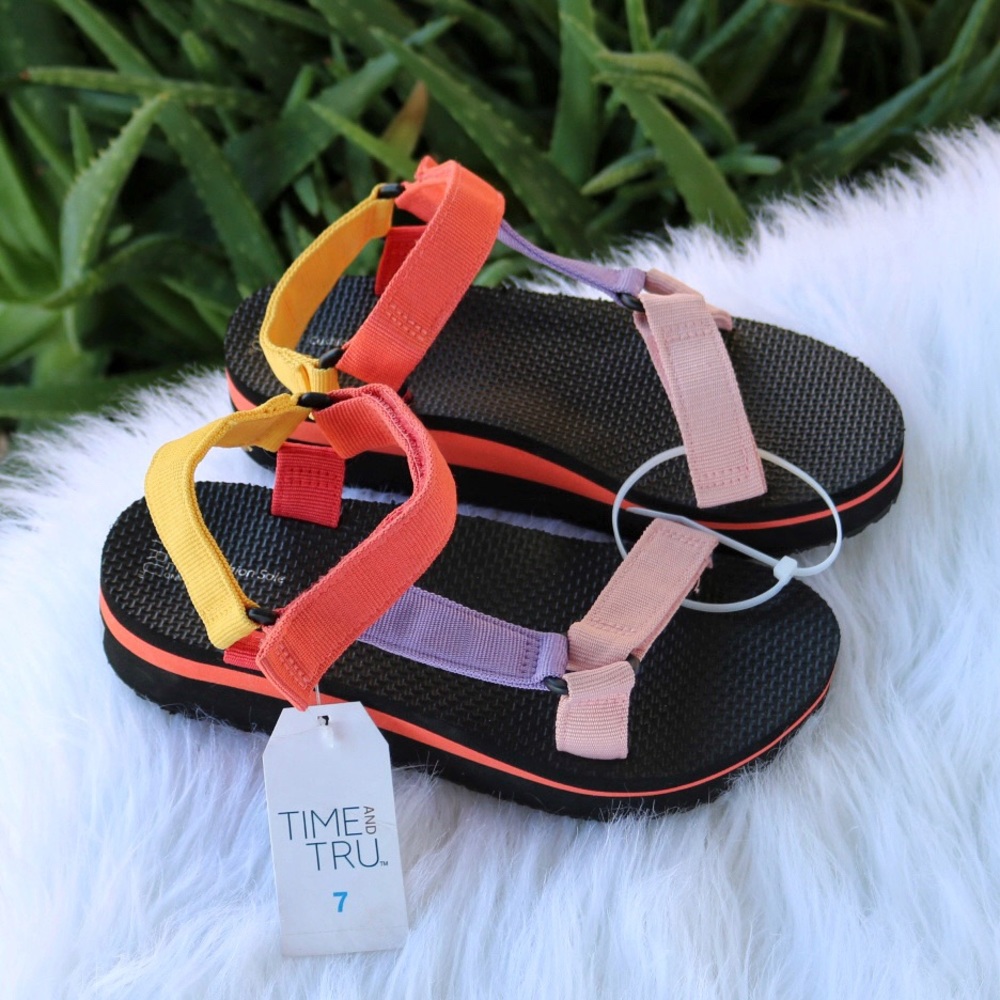 NEW! Time AND True Rainbow Platform Nature Sandals